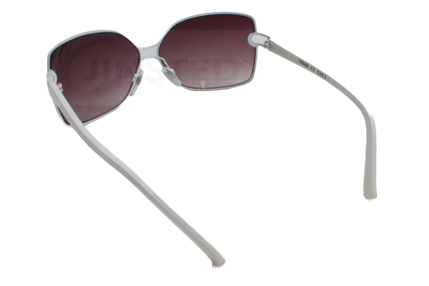 Adult Oversized Butterfly Sunglasses. White Frame with Brown Gradient Lens - Jinsted