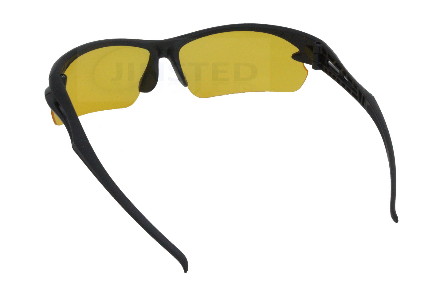 Adult Cycling Sunglasses Yellow Tinted Wrap Around Sports Frame - Jinsted