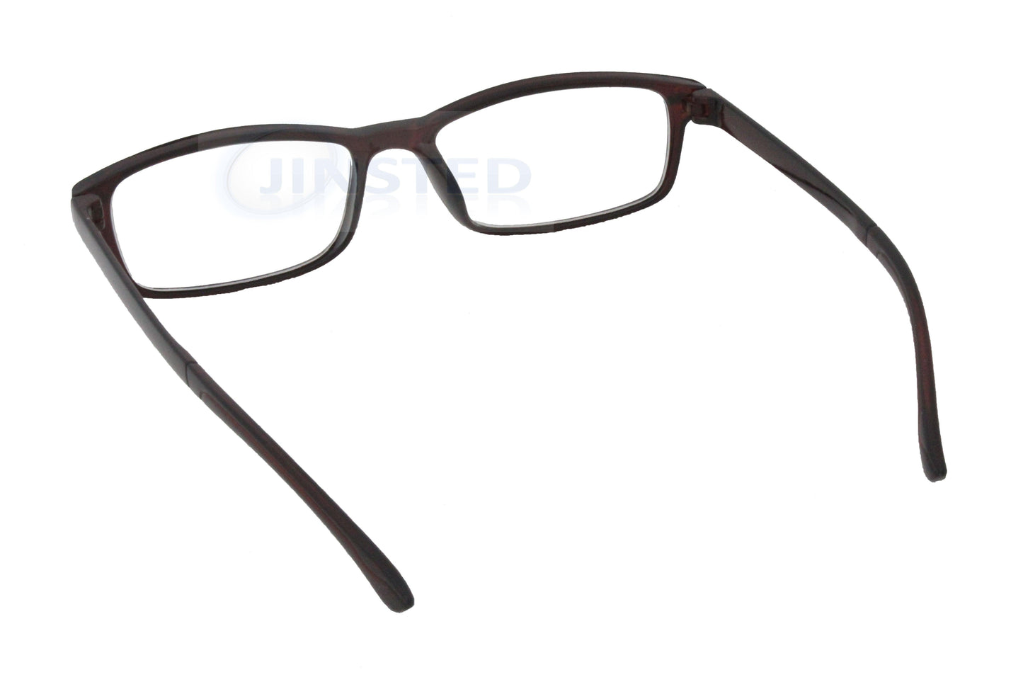 Adult Dark Brown Reading Glasses. Rectangle Frame Unisex Spectacles - Jinsted