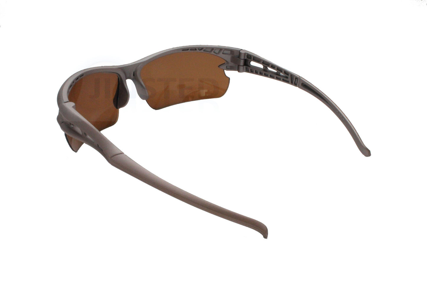 Brown Adult Cycling Sunglasses Tinted Wrap Around Sports Frame - Jinsted