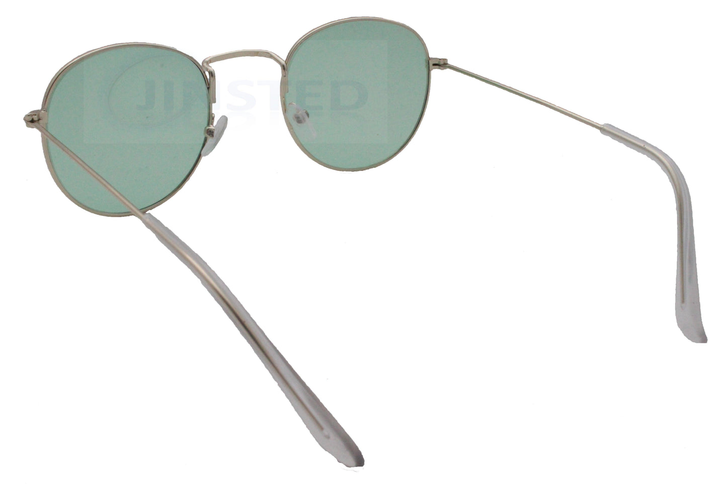 Green Tinted Adult Round Sunglasses with Gold Circle Frame - Jinsted