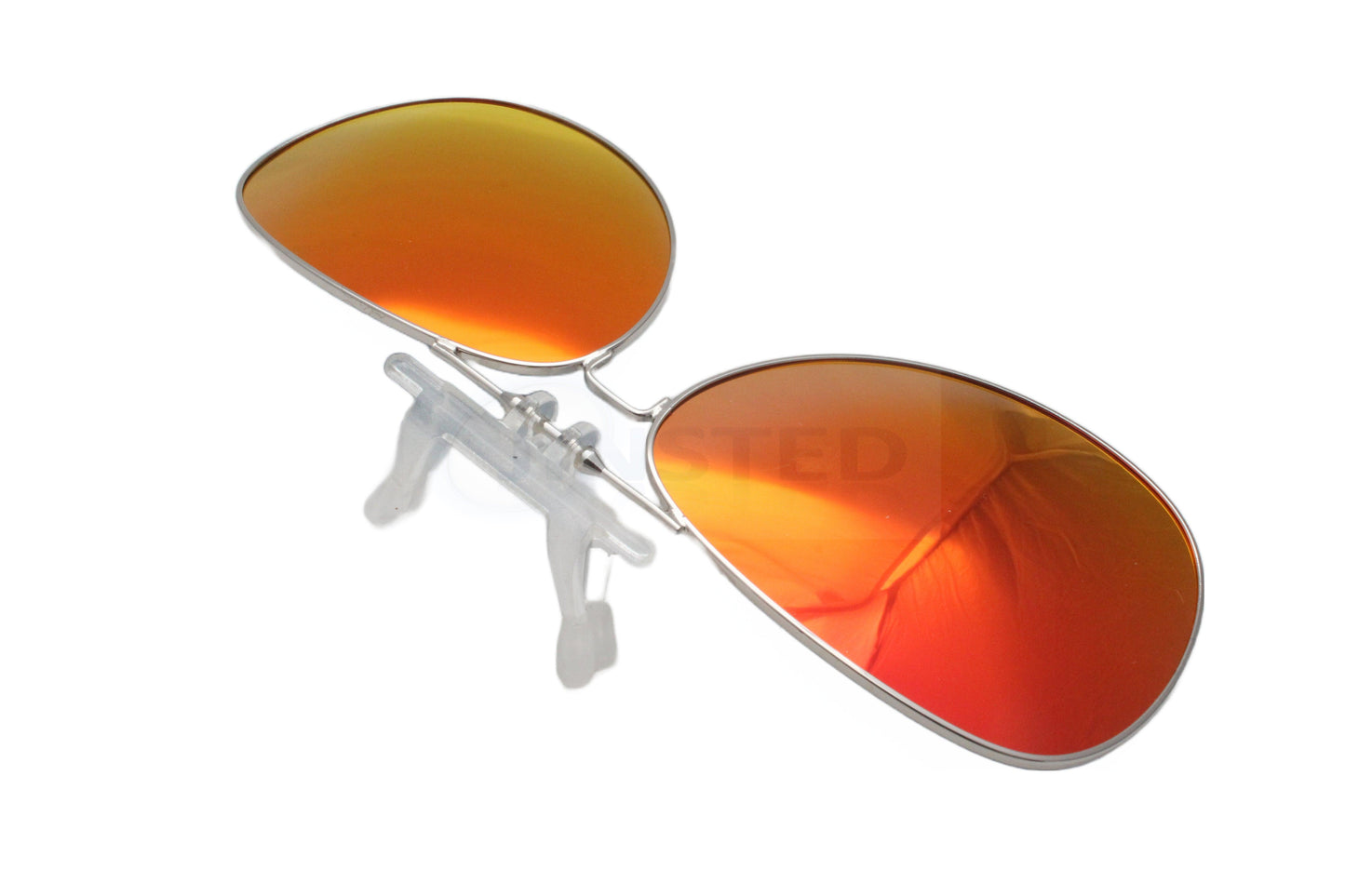 Red Mirrored Reflective Aviator Clip On Flip Up Sunglasses - Jinsted