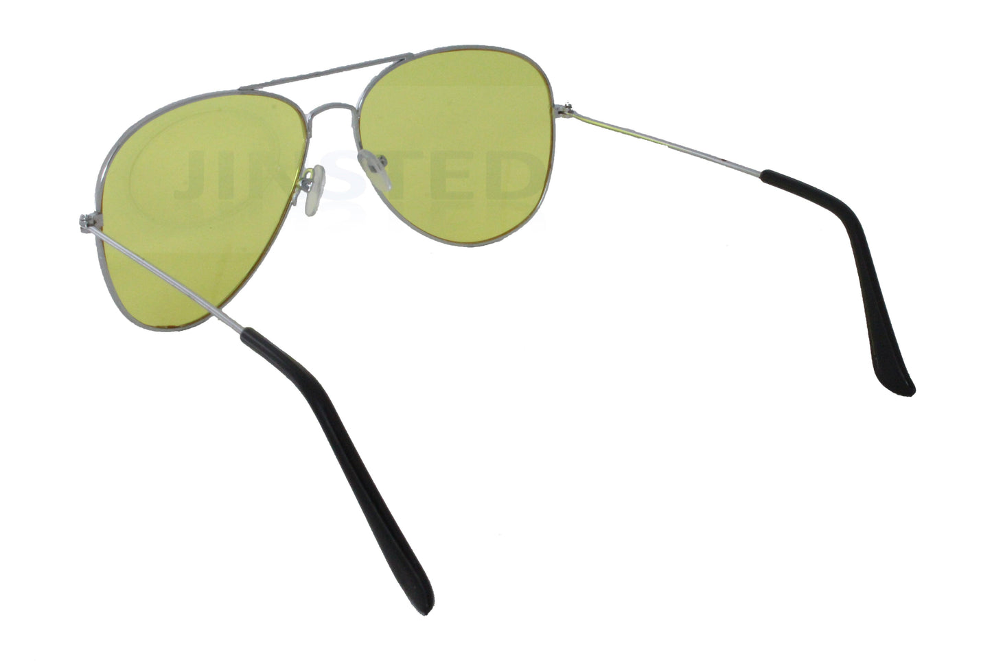Yellow Adult Aviator Sunglasses Pilot Design Silver Frame UV400 Protection - Jinsted