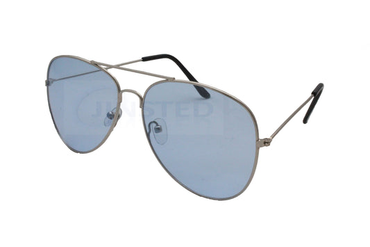 Blue Aviator Adult Sunglasses Pilot Design Silver Frame UV400 Protection