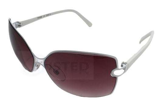 Adult Oversized Butterfly Sunglasses. White Frame with Brown Gradient Lens - Jinsted