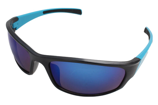 Blue Mirrored Adult Cycling Sunglasses Tinted Wrap Around Sports Frame - Jinsted