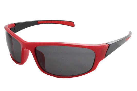 Red Adult Cycling Sunglasses Tinted Lens Wrap Around Sports Frame - Jinsted