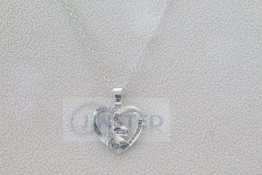 Silver Necklace with Unicorn Heart You Are Magical - Jinsted