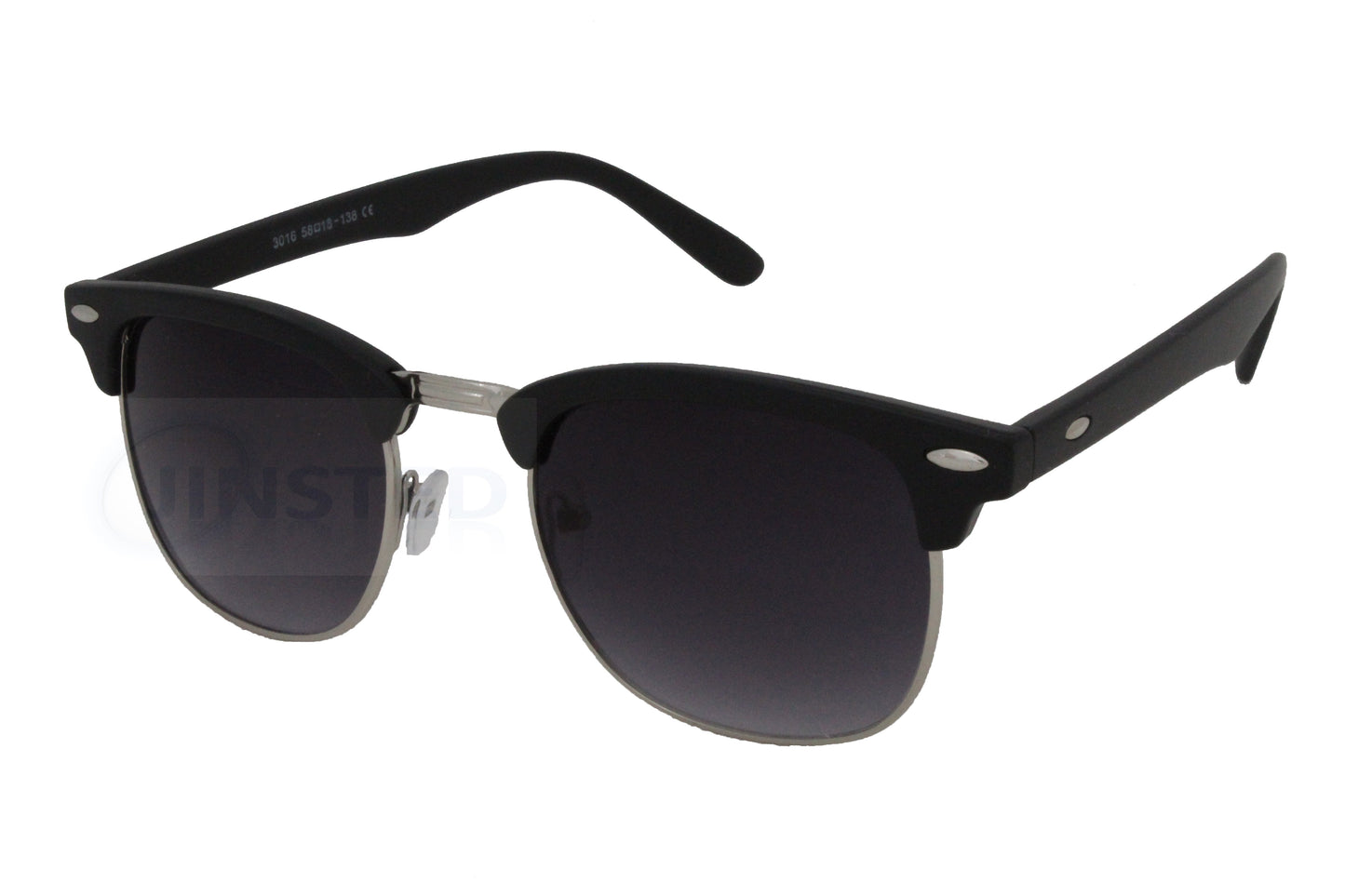 Adult Black Frame Clubmaster Sunglasses Tinted Lens - Jinsted