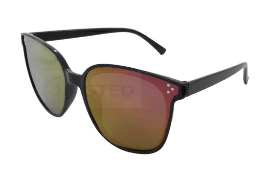 Adult Butterfly Sunglasses. Black Frame Multi Coloured Mirrored Lens - Jinsted