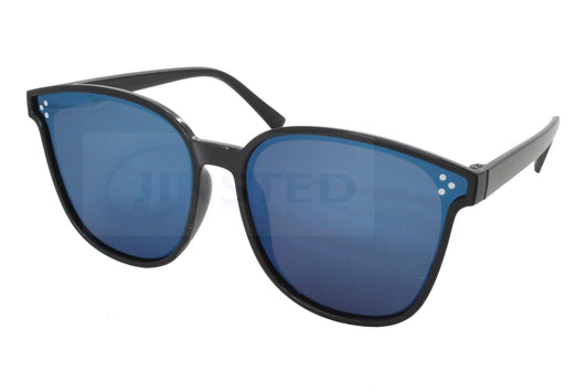 Adult Butterfly Sunglasses. Black Frame with Blue Mirrored Lens - Jinsted