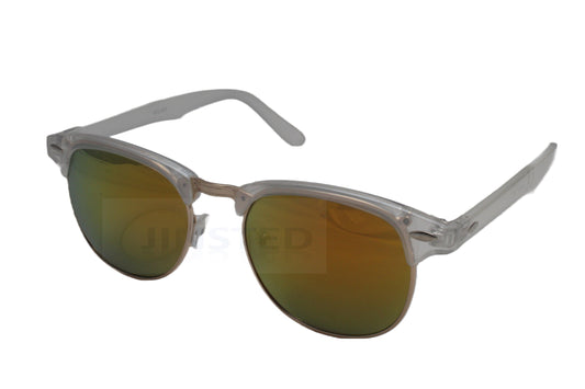 Adult Frosted Clear Effect Frame Clubmaster Sunglasses Mirrored Lens - Jinsted