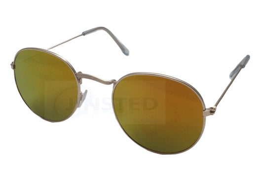 Adult Mirrored Round Sunglasses with Gold Circle Frame - Jinsted