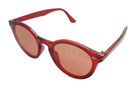 Adult Red Round Sunglasses with Tinted UV400 Lens - Jinsted