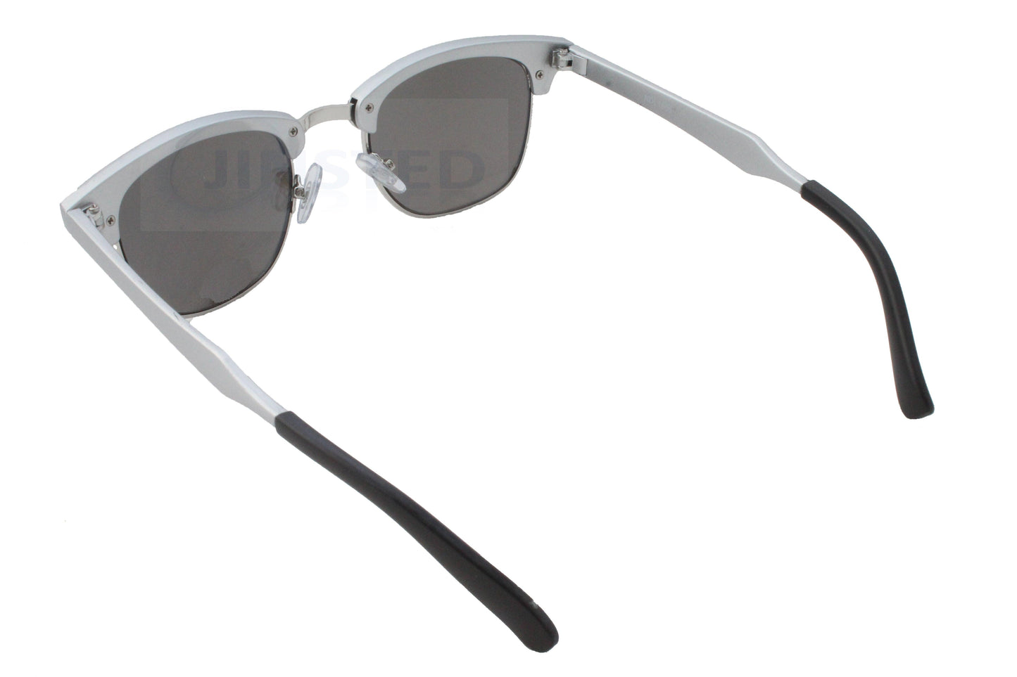 Adult Silver Frame Clubmaster Sunglasses Mirrored Reflective Lens - Jinsted