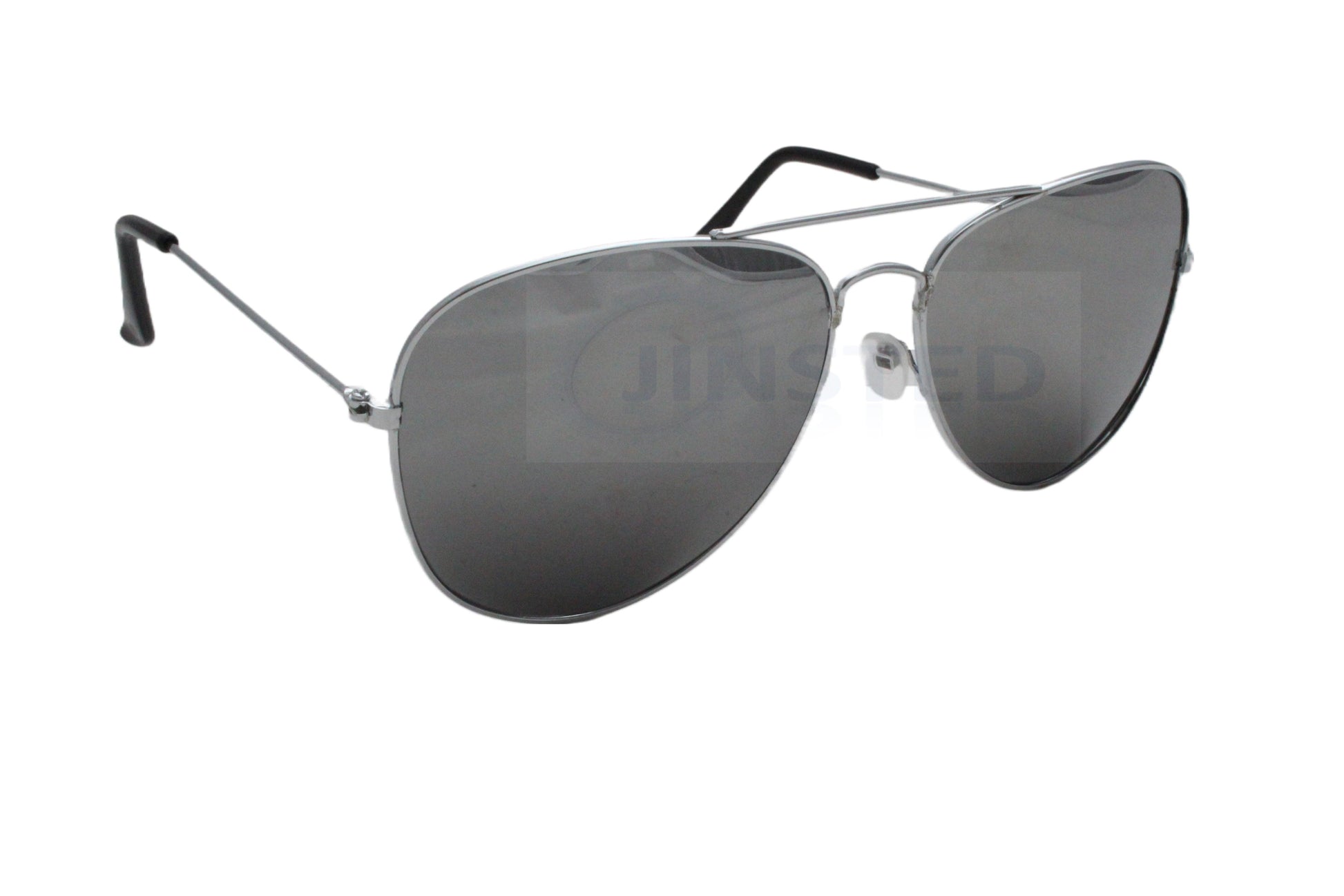 Adult Silver Mirrored Reflective Aviator Sunglasses - Jinsted