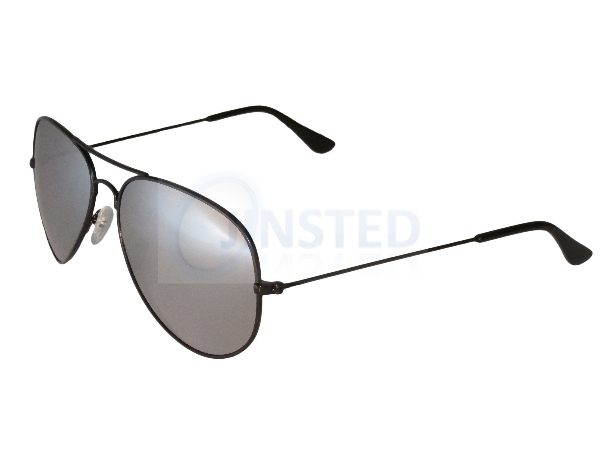 Silver frame black lenses aviator sunglasses online