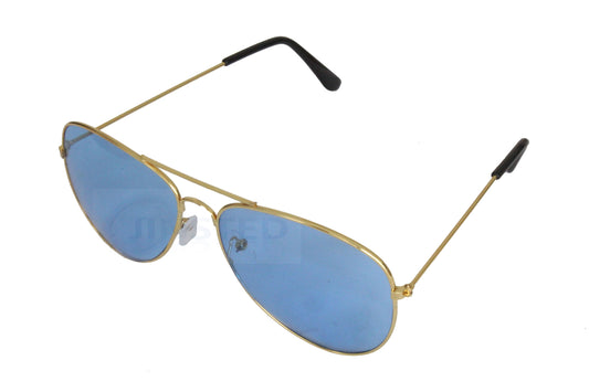 Blue Adult Aviator Sunglasses Pilot Design Gold Frame UV400 Protection - Jinsted