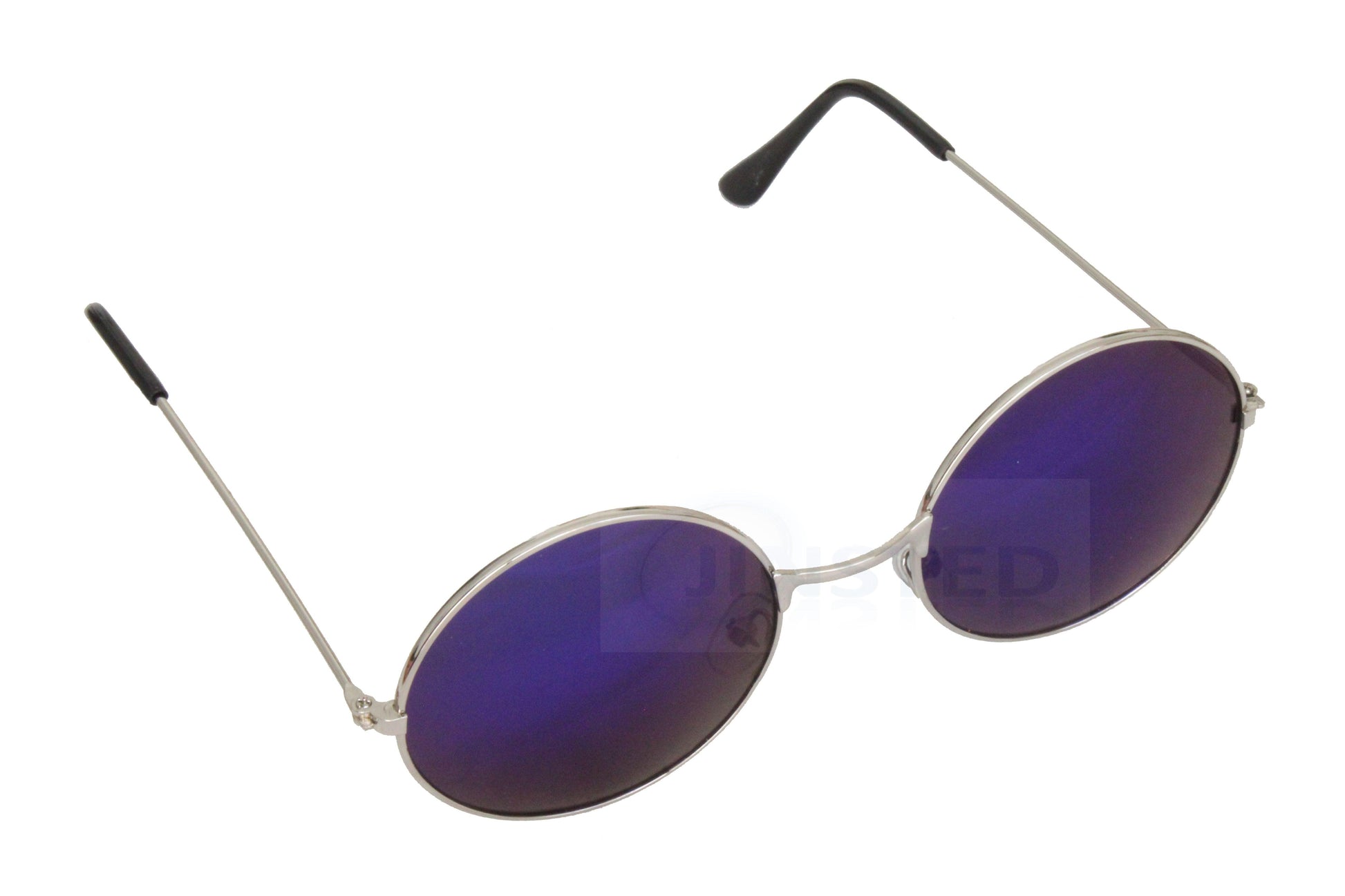 Blue Mirrored Teashades Sunglasses with Silver Frame - Jinsted