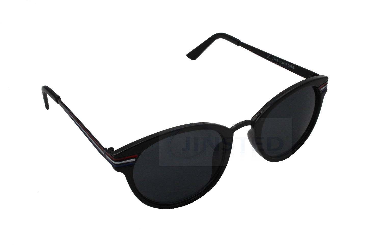 High Quality Black Round Sunglasses with Black Circle Frame - Jinsted