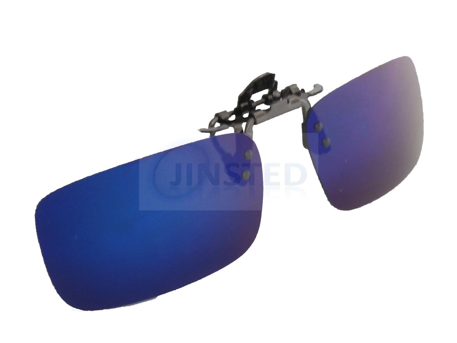 Adult Sunglasses, High Quality Blue Mirrored Reflective Clip On Flip Up Sunglasses, Jinsted