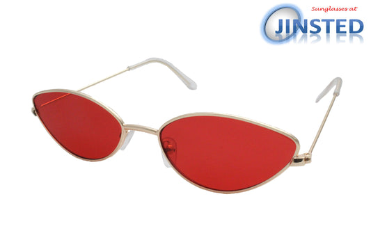 Red Adult Cat Eye Adult Sunglasses with Gold Frame UV400 - Jinsted