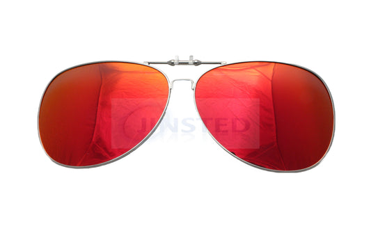 Red Mirrored Reflective Aviator Clip On Flip Up Sunglasses - Jinsted
