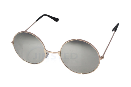 Silver Mirrored Teashades Sunglasses with Gold Frame - Jinsted
