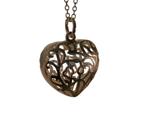 Ladies Jewellery, Silver Necklace with 3D Heart Pendant, Jinsted