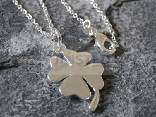 Ladies Jewellery, Silver Necklace with Four Leaf Clover Pendant, Jinsted