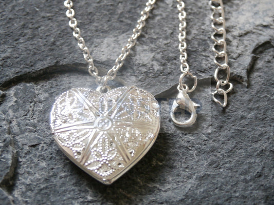 Ladies Jewellery, Silver Necklace with Heart Locket Pendant, Jinsted