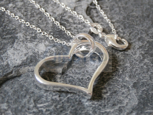 Ladies Jewellery, Silver Necklace with Large Heart Shaped Pendant, Jinsted