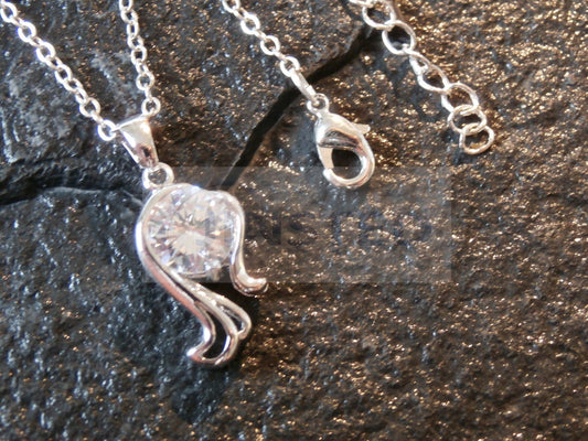 Ladies Jewellery, Silver Necklace with Seahorse Pendant with White Gem, Jinsted