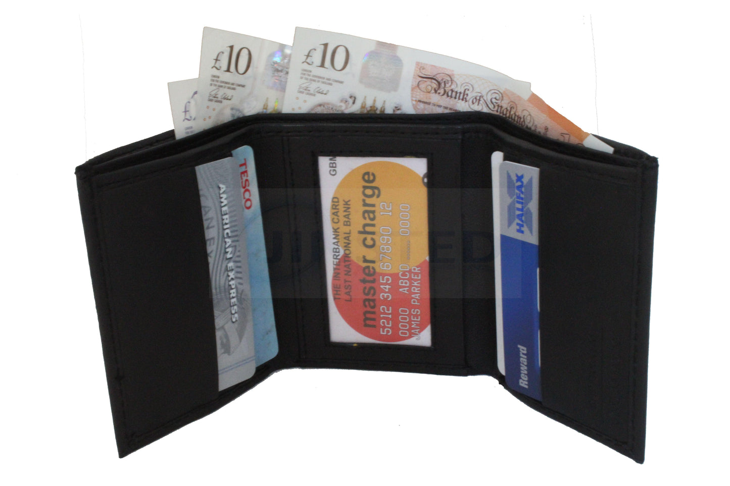 Small Leather Tri Wallet. 9 Cards and 2 Note Compartment. RFID protected - Jinsted