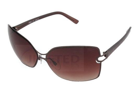 Womens Brown Adult Oversized Butterfly Sunglasses with Brown Gradient Lens - Jinsted